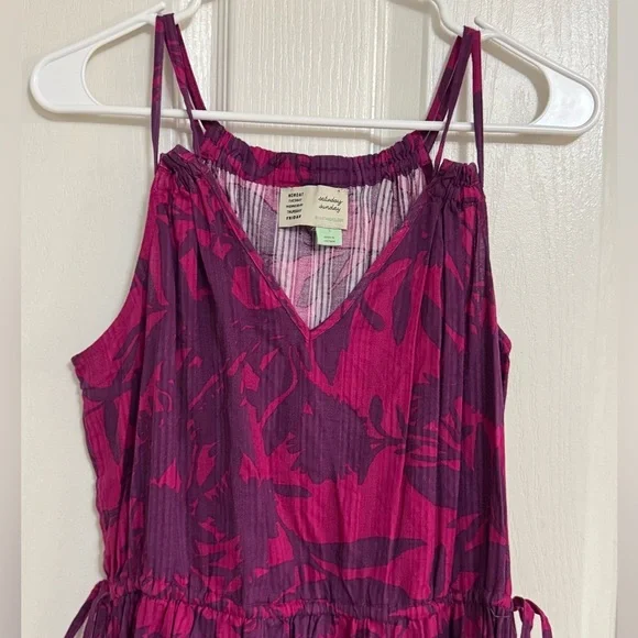 Anthropologie Saturday Sunday Magenta Purple Floral Maxi Dress 100% Cotton SizeS - Picture 9 of 9